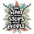 The start is what stops most people. Hand lettering quote.