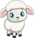 Cartoon illustration of a cute smiling sheep mascot.