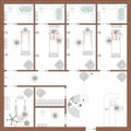 Nail salon interior design. Project of beauty salon. Woman at manicure salon in top view. Vector