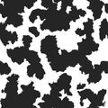 Cow skin seamless grunge texture, spotted pattern, black spots background, animal print. Vector wallpaper Royalty Free Stock Photo