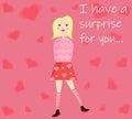 Love card with a girl.Valentine\'s Day.Happy birthday.March 8.Mothers Day. Royalty Free Stock Photo