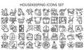 Housekeeping black outline icons pack