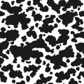 Cow skin grunge ink texture, black and white spot seamless hand drawn pattern. Animal print background. Illustration Royalty Free Stock Photo