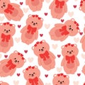 seamless pattern cartoon bear with heart icon