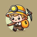 gold miner cute vector design illustration