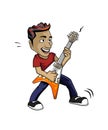 Guitar player isolated illustration music boy cartoon character Royalty Free Stock Photo