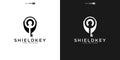 shield and Key Icon logo. Security key icon logo