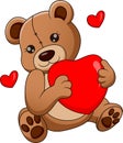 Cartoon illustration of cute teddy bear mascot holding a love heart. Royalty Free Stock Photo