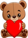 Cartoon illustration of a cute teddy bear holding a love heart. Royalty Free Stock Photo