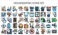 Housekeeping lineal multi color icons pack