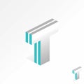 initial letter T font 3D lines shadow. Related to monogram typography multimedia Royalty Free Stock Photo