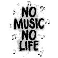 No music no life. Hand drawn lettering. Vector illustration.