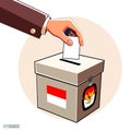 Indonesia Election Day with voting box. (translation text kpu, pilpres, PEMILU election). Eps Vector.