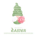 Happy Easter day watercolor. gnome cartoon with Easter egg greeting card wallpaper background