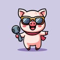 cute vector design illustration of singing pigs Royalty Free Stock Photo