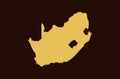Gold colored map design isolated on brown background of Country South Africa - vector