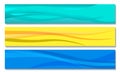 Set of banners with blue and yellow waves. Vector illustration. Royalty Free Stock Photo