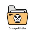 Damaged Folder vector Filled outline icon style illustration. EPS 10 File Royalty Free Stock Photo