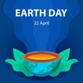 illustration vector graphic of The core of the earth is visible emitting smoke, showing green leaves