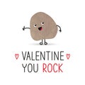 Funny cute stone and text Valentine you rock. Cool encouragement concept.