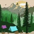 Adventure Camping afternoon Scene. Royalty Free Stock Photo