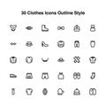 30 Clothes Icons Set Outline Style Icon Royalty Free Stock Photo