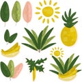 Banana lemon leaves sun pink png jpeg ananas ai