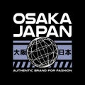 Osaka Tokyo Japan vintage t-shirt streetwear. Typography slogan tshirt design. Vector illustration.