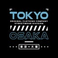 Osaka Tokyo Japan vintage t-shirt streetwear. Typography slogan tshirt design. Vector illustration.