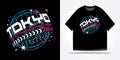 Tokyo japan streetwear tshirt slogan typography y2k, futuristic, future, cyberpunk, retrofuturism. Vector design illustration.