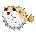 Cute funny cartoon pufferfish A smile