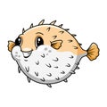 Cute funny cartoon pufferfish A smile