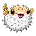 Cute funny cartoon pufferfish A smile