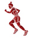 Marathon Runner A Woman Start Running Action Cartoon Sport Graphic