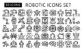 Robotic black outline icons pack