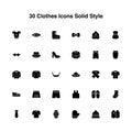30 Clothes Icons Set Solid Style Icon Royalty Free Stock Photo