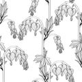 Seamless background with a line flowers ornament, fashionable modern wallpaper or textile. Royalty Free Stock Photo