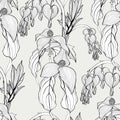 Seamless background with a line flowers ornament, fashionable modern wallpaper Royalty Free Stock Photo