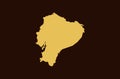 Gold colored map design isolated on brown background of Country Ecuador - vector Royalty Free Stock Photo