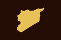 Gold colored map design isolated on brown background of Country Syria - vector Royalty Free Stock Photo