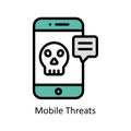Mobile Threats Vector Filled outline icon Style illustration. EPS 10 File