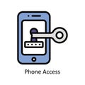 Phone Access Vector Filled outline icon Style illustration. EPS 10 File Royalty Free Stock Photo