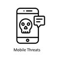 Mobile Threats Vector outline icon Style illustration. EPS 10 File