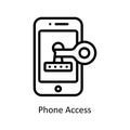 Phone Access Vector outline icon Style illustration. EPS 10 File Royalty Free Stock Photo