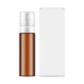 Amber Airless Pump Bottle With Transparent Cap, Paper Packaging Box Royalty Free Stock Photo