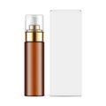 Amber Airless Pump Bottle With Golden Cover And Transparent Cap, Packaging Box