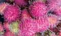 Many people are looking for delicious and sweet Binjai rambutans as souvenirs Royalty Free Stock Photo