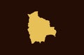 Gold colored map design isolated on brown background of Country Bolivia - vector