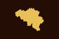 Gold colored map design isolated on brown background of Country Belgium - vector