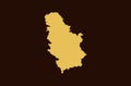 Gold colored map design isolated on brown background of Country Serbia - vector